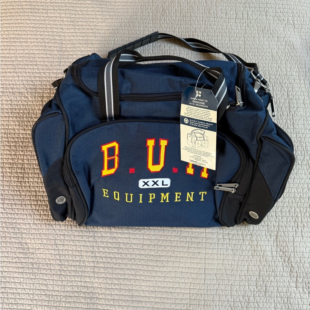Vintage B.U.M. Navy Blue Duffel Bag with Multiple Compartments N.W.T